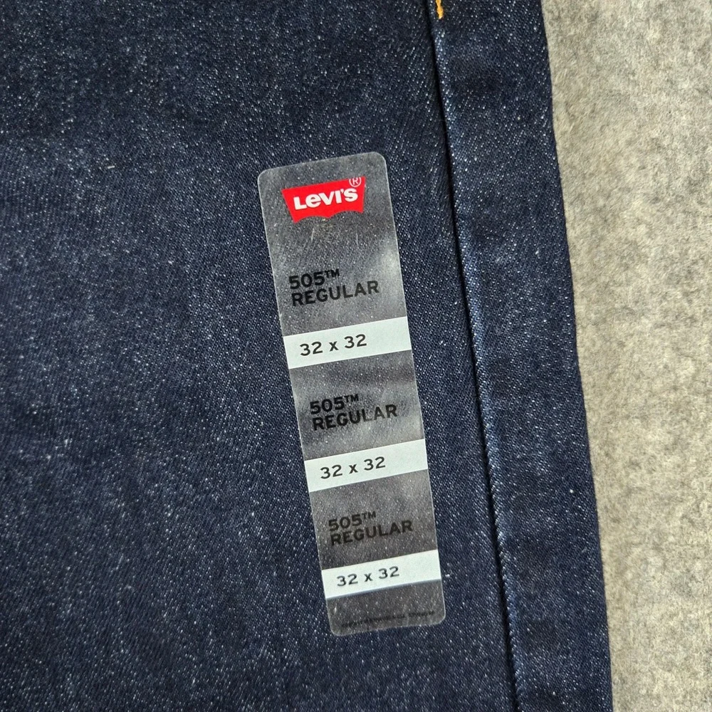 Levi 505 Regular Fit Jeans Mens 32x32 Dark Wash Indigo Straight Leg Denim New